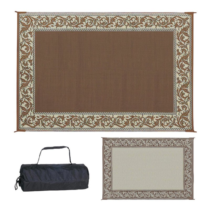Stylish Camping Ming's Mark RD7 Stylish Camping Reversible Classical Patio Mat - 6' x 9', Brown/Beige - Image 1